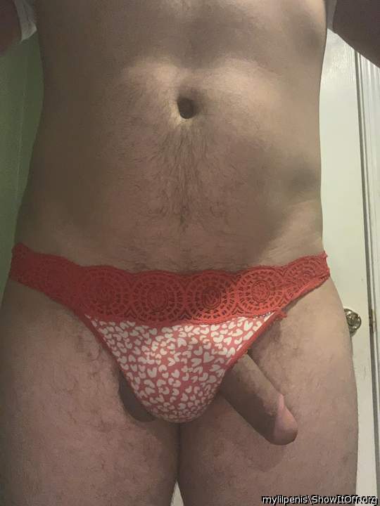 I love the way your cock hangs out of those cute panties 