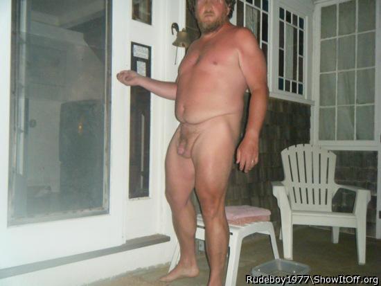 naked on the hotel front porch