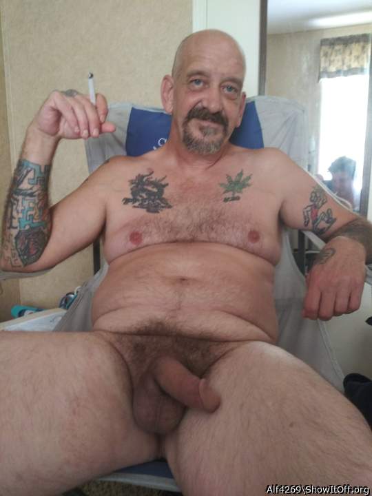 Damn! Smoke your cig while I suck your hot cock and balls. L