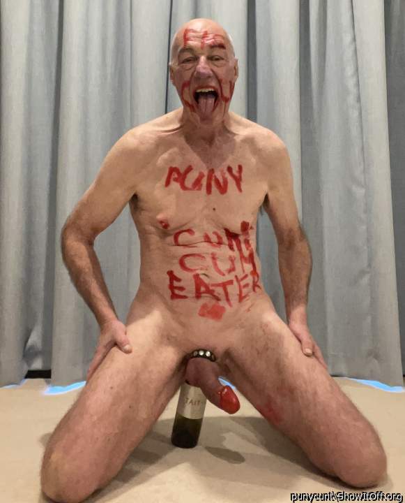 Rob Venuta (aka punycunt), lipstick on torso and cockhead and fucking his ass