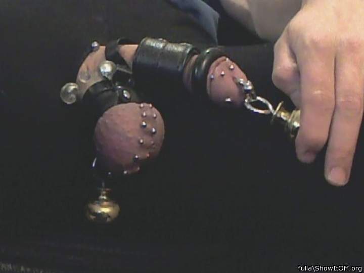 pierced cock and balls with weights