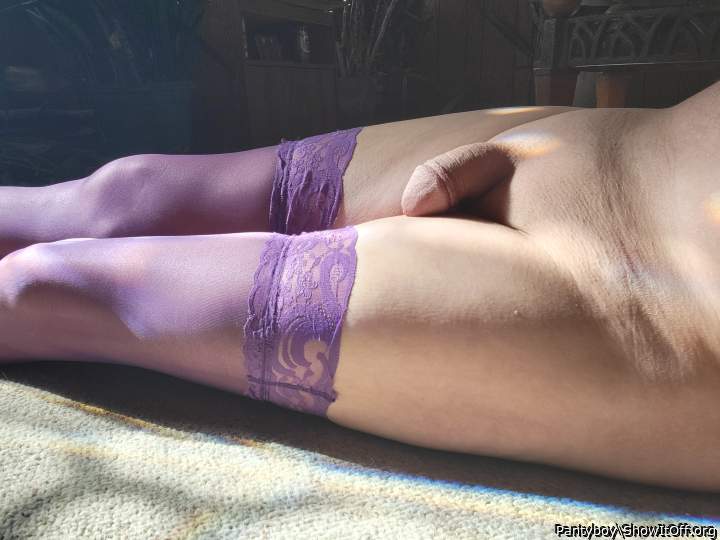 You make those lace top purple stockings super sexy!   