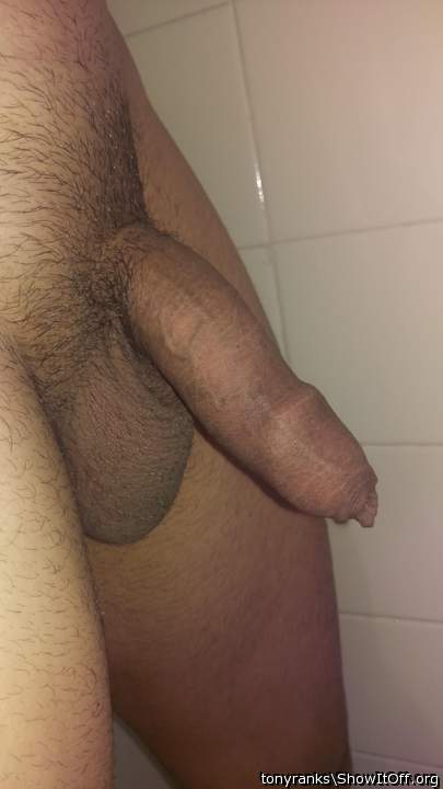 Soft cock with my foreskin pulled over it