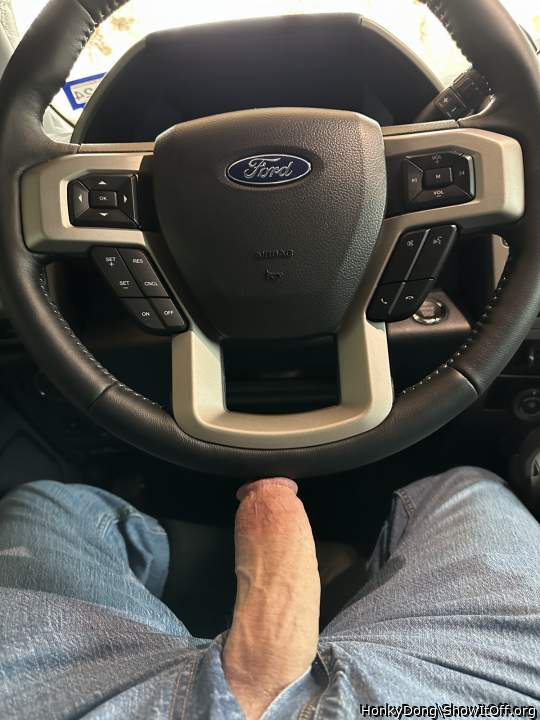 Driving with my cock. I love my truck!
