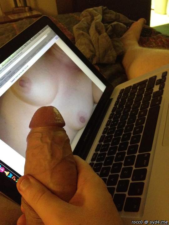 Rnlad05's cock over my wifes tits