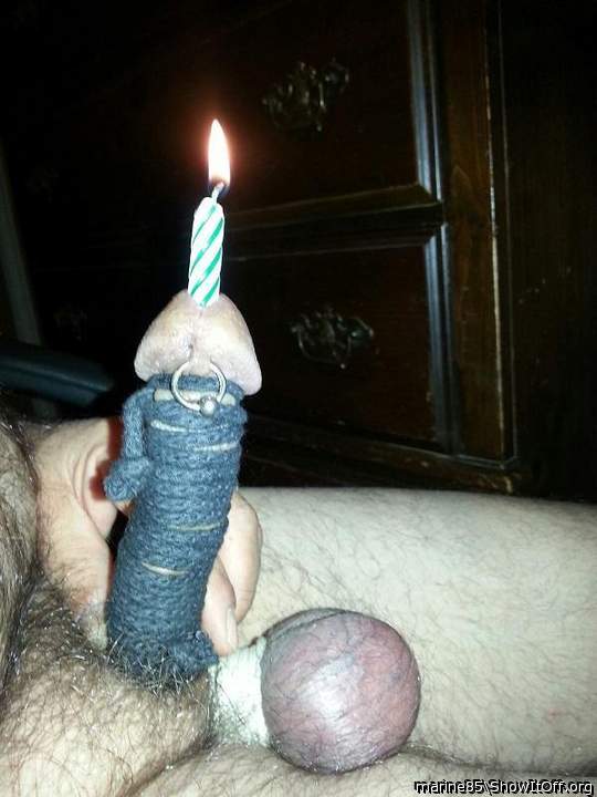 Tied cock, balls with candle
