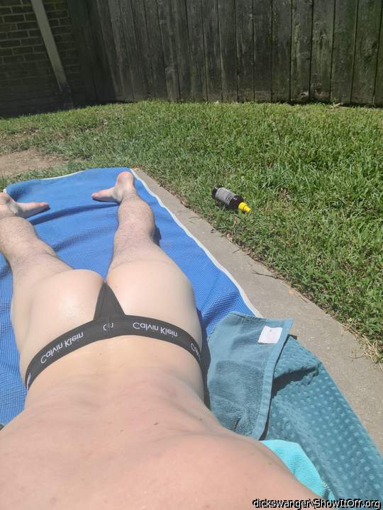 Tanning in a thong