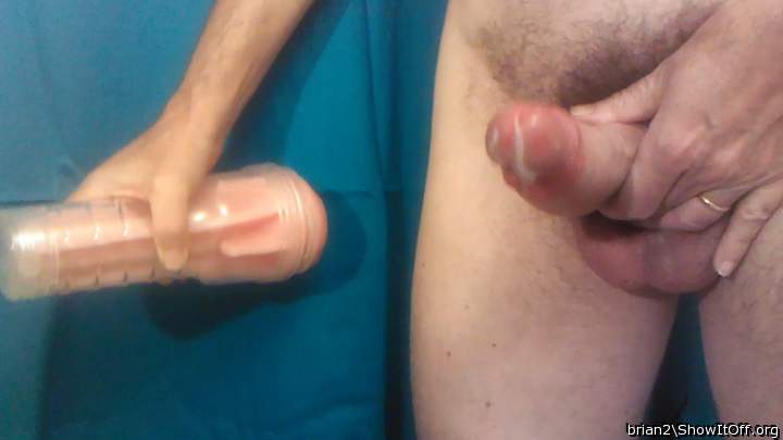 cumming after wanking with fleshlight