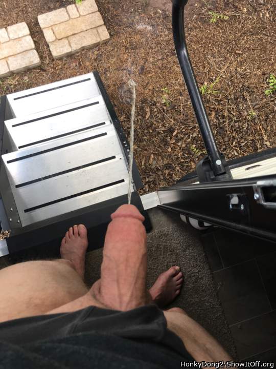 I love pissing outside when we’re camping.