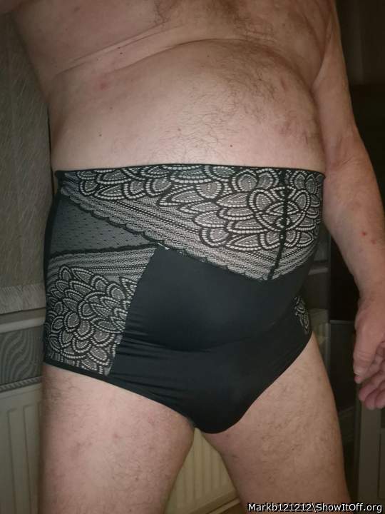 Trying on the wife's slimming knickers x