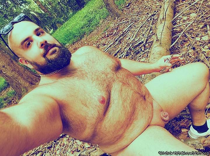 Clitdick displayed in the woods