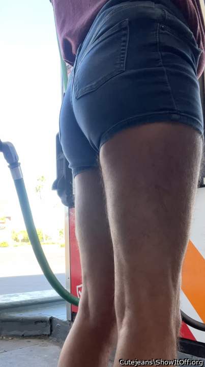 Showing it off at the gas station