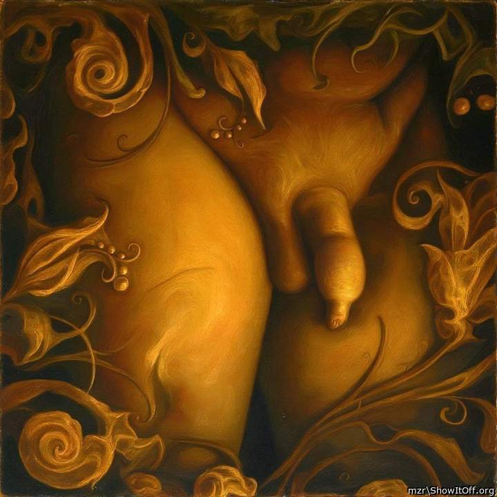 Extra long foreskin in beautiful painting