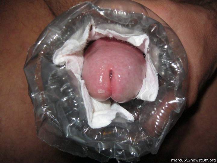 I 'm jerking in a, with bubble wrap and panty liners, self made pussy.