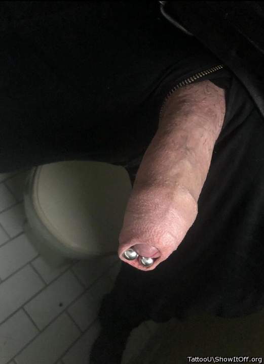 Piercing peeking out in the work bathroom