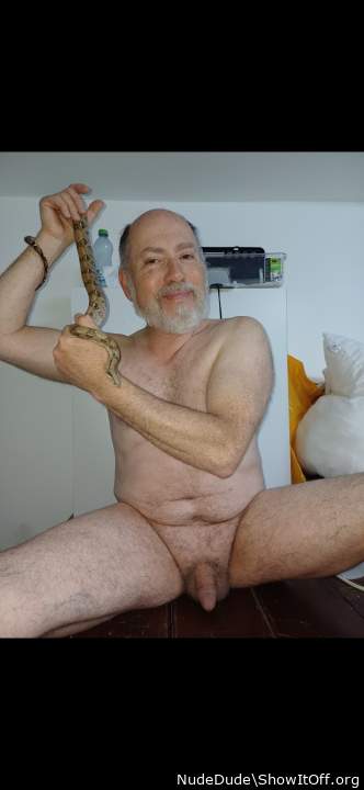 Posing with boa. How do we look?