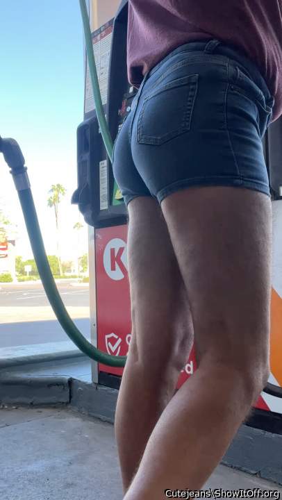 Showing it off at the gas station