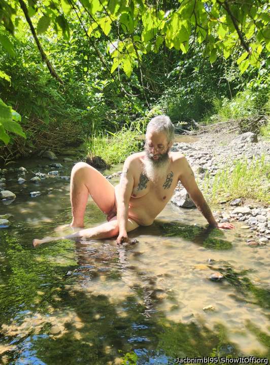 Enjoying the tiny creek