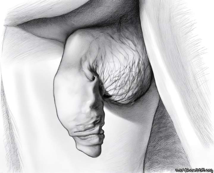Sketch of an Uncircumcised penis with a thick foreskin