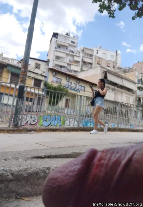 Shy teen in front of view of my cock