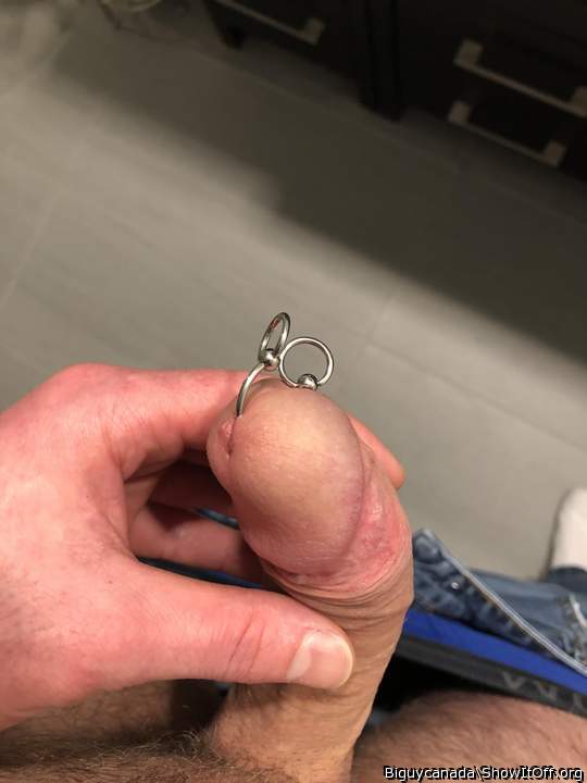 Fine looking pierced cock!      