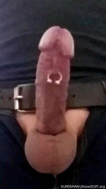 My bondaged pierced hard dick