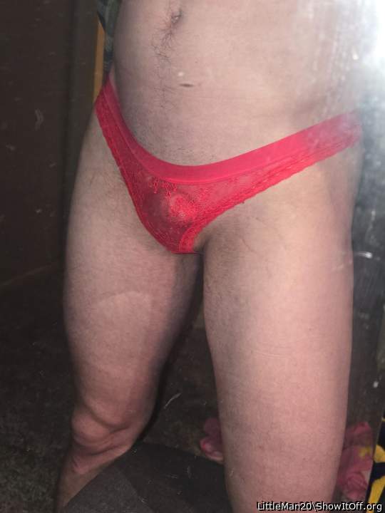 Your cock looks great in your sexy lace panties  
