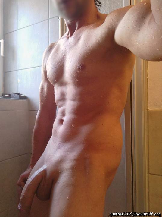 posing after shower