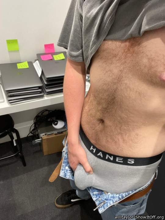 Bulge in my undies in the cupboard at work