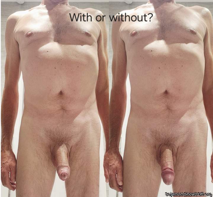 Without. You have fabulous head so show it off!