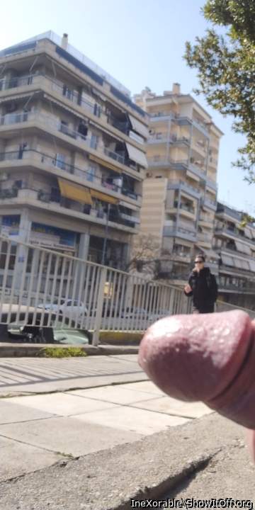Shameless cock flash in front of strange woman
