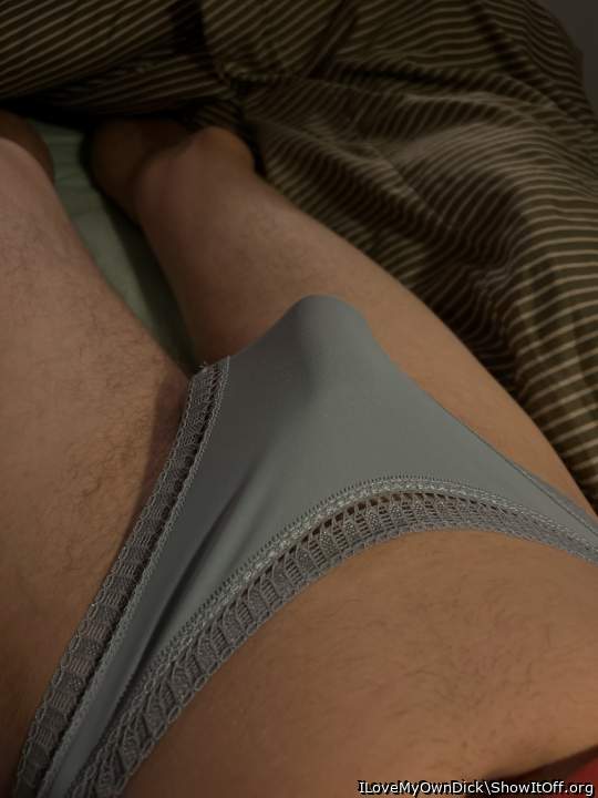 Cock wanting to burst out of satin panties