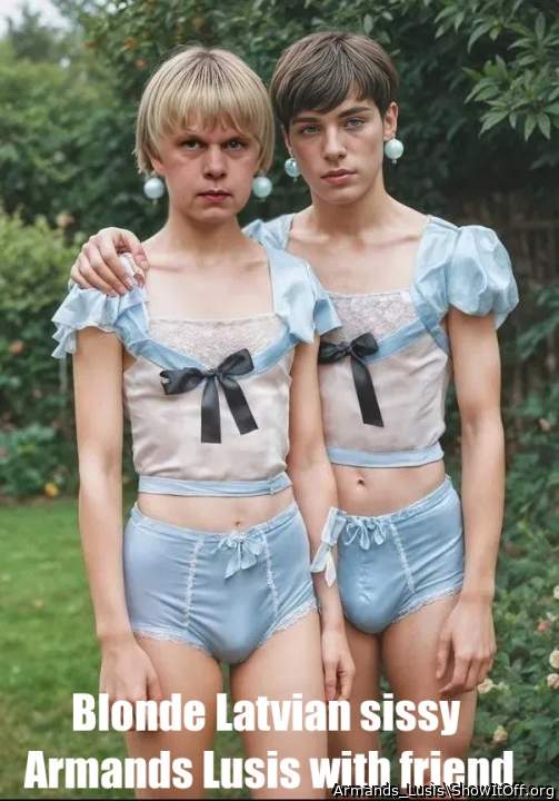 Blonde Latvian sissy Armands Lusis with friend