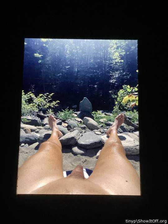 Hot smooth cock catching some rays!!