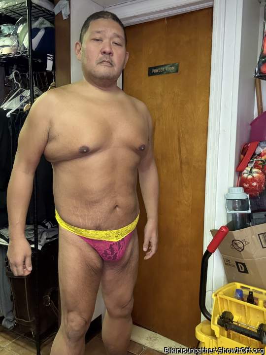 Yellow and red lace thong panties. taste my panties