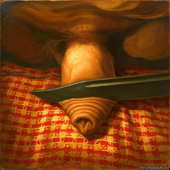 Nice foreskin...fake knife art