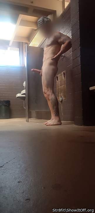 Checking progress in the public changing room