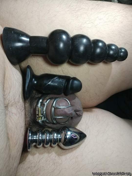 my training dildo and daily plugs ;)  I can go down to the 4th bulb