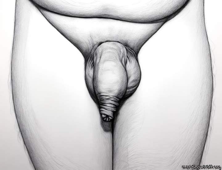 Pencil drawing of my uncut dick with foreskin