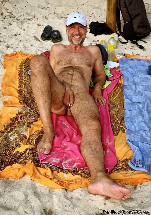 Hans Juergen Kunze nude and happy on the beach