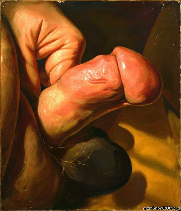 The open head of my uncut dick art