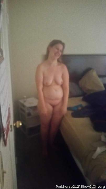 As they follow me from the bathroom to the bedroom while I walk in the nude