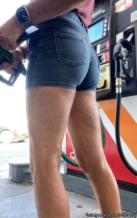 Showing it off at the gas station