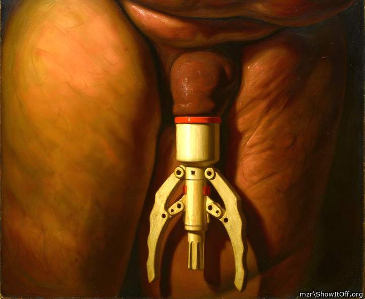 I'm playing with the my foreskin with a circumcision stapler Art Style