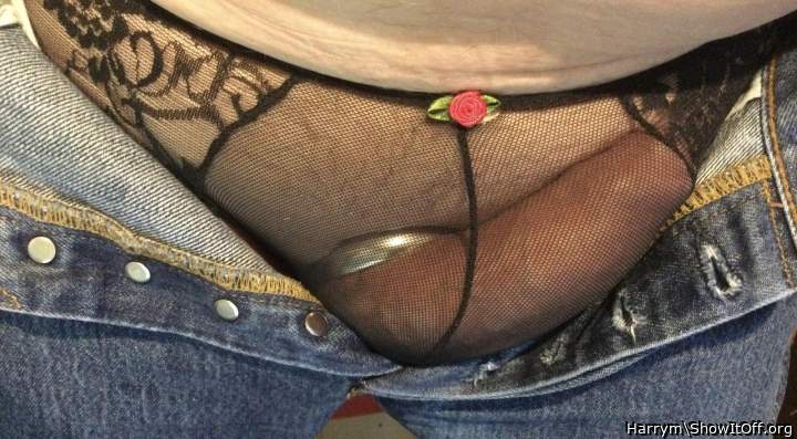 Cock in panties under jeans