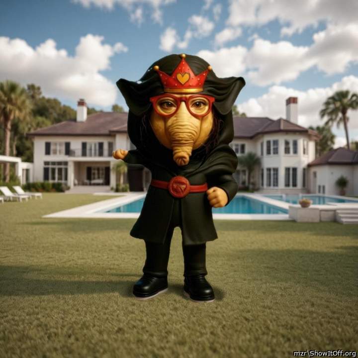 King of the Foreskin uncut Cock At his Villa. Digital Art