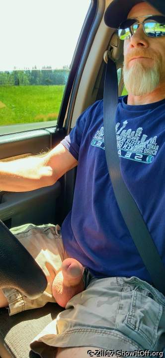 Driving around with my cock out