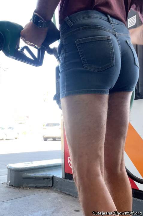 Showing it off at the gas station