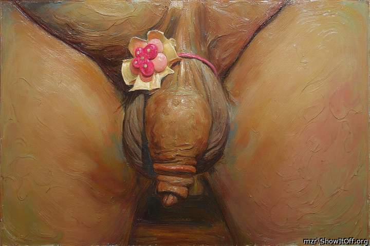 My uncut cock with jewelry. Art