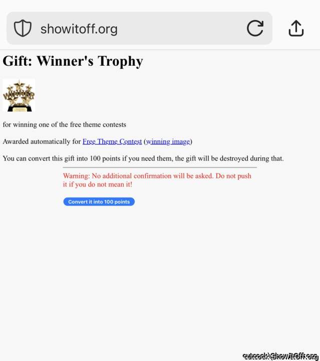 Gift: winners trophy